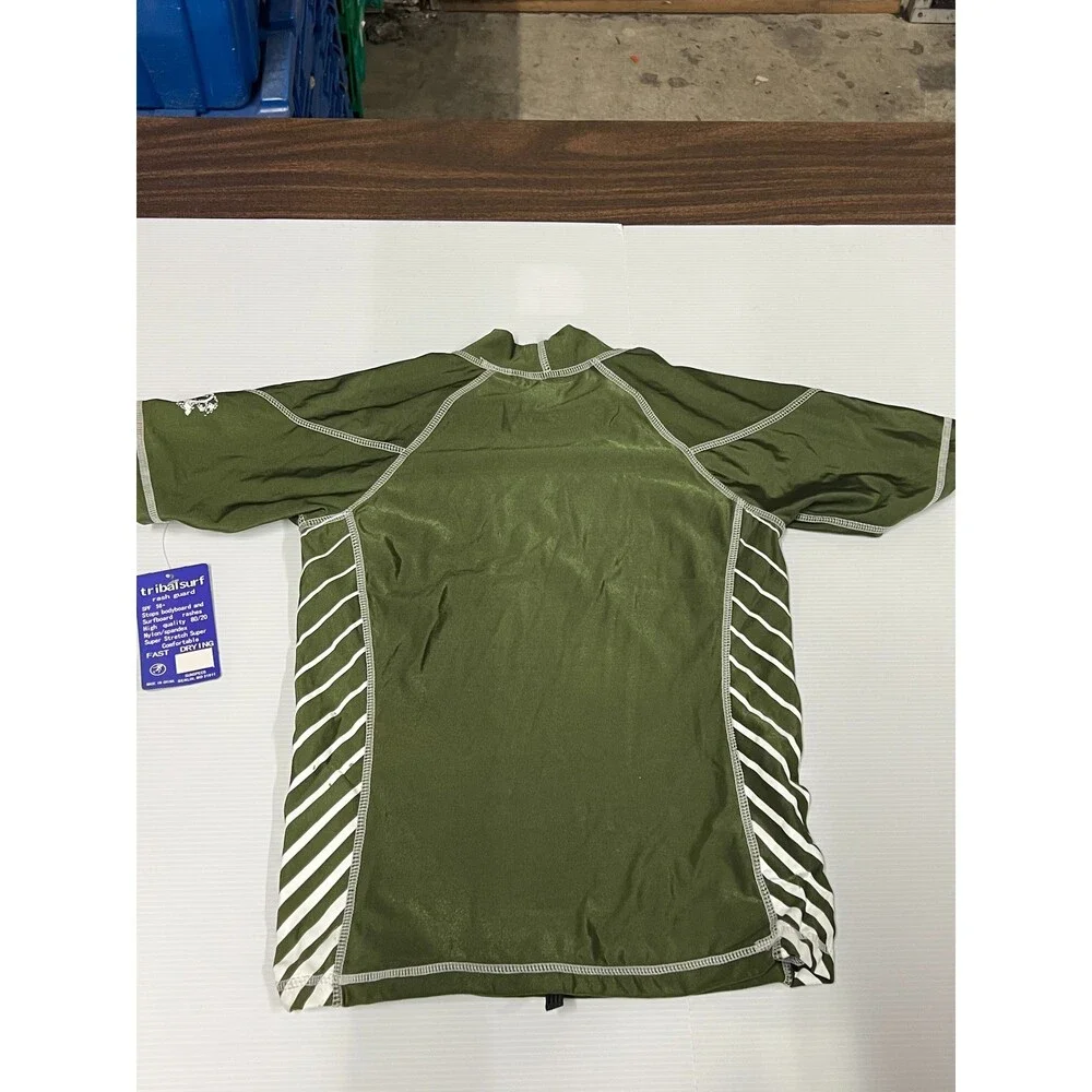 Tribal Surf Sunspecs Rash Guard Shirt Large Spf 50+ Nylon Spandex Olive Green LG